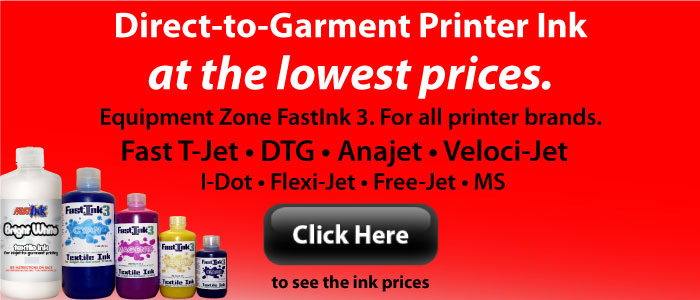 Equipment Zone Direct-to-Garment Printer Ink for Fast T-Jet DTG Anajet